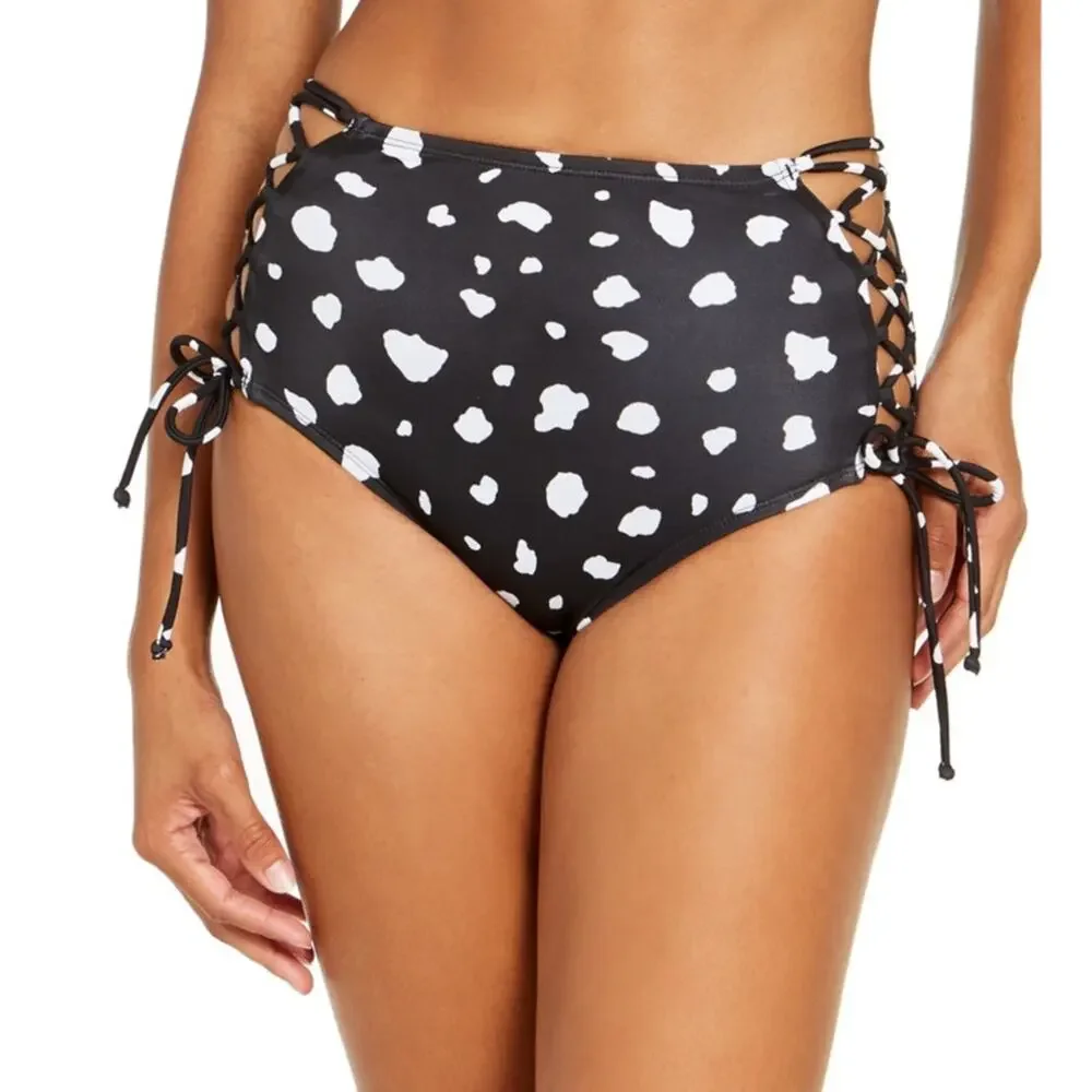Sundazed Lace up cow print High Waist Swim Bottom